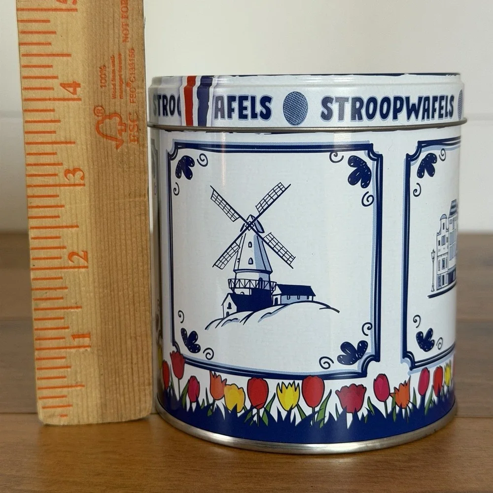 Stroopwafels Crumble Blue White Dutch Cookie Tea Tin Box Empty Movie Prop‎ Decor